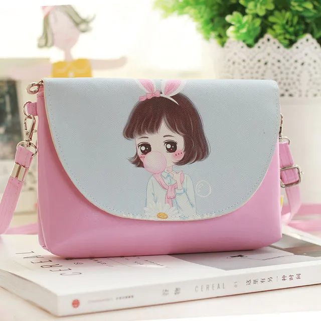 2018 Kids Shoulder Bags Children Girls Messenger Bag Cartoon Printing Princess Handbag Mini Pu