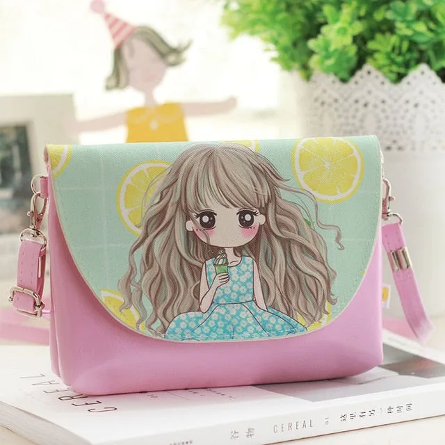 2018 Kids Shoulder Bags Children Girls Messenger Bag Cartoon Printing Princess Handbag Mini Pu