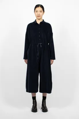 60_06 Velvet Oversized Collar Jumpsuit Ink