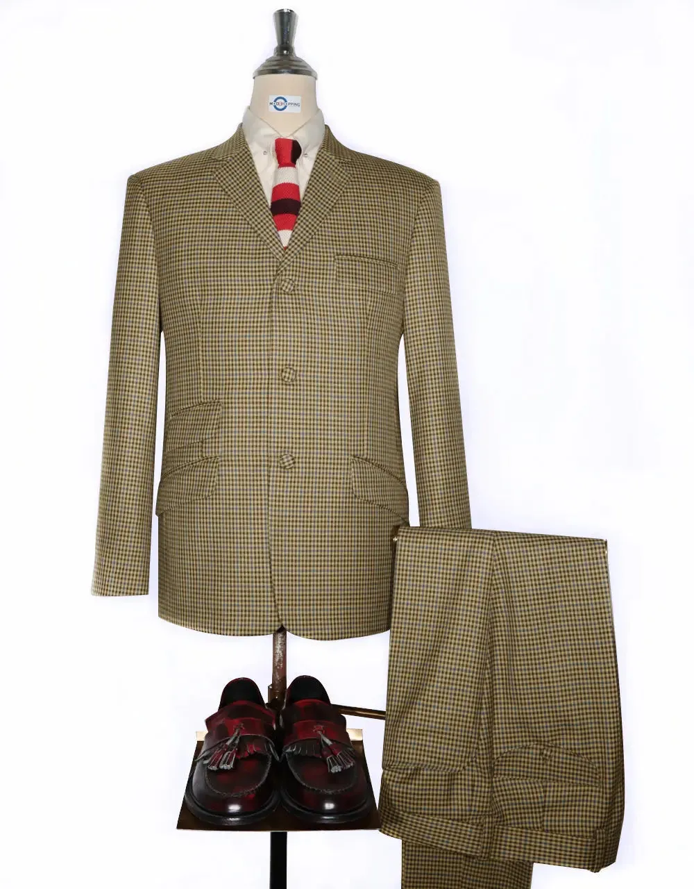 60s Vintage Style Brown Goldhawk Suit for Men