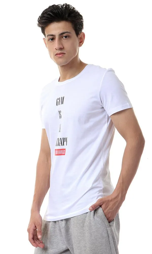 93091 Short Sleeves "Gym Is My Therapy" White Tee