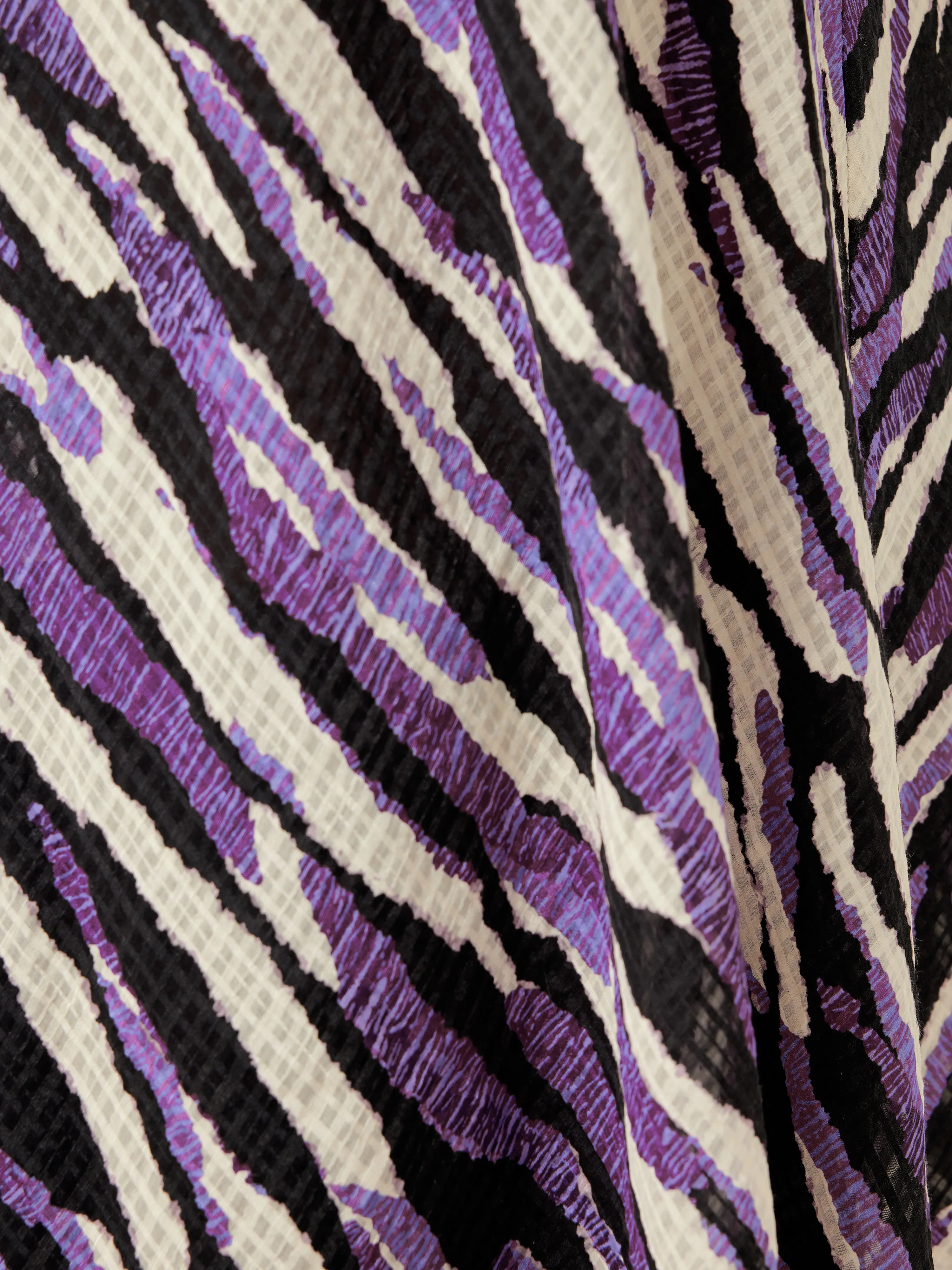 Abstract Zebra Silk Linen Midi Dress | Purple