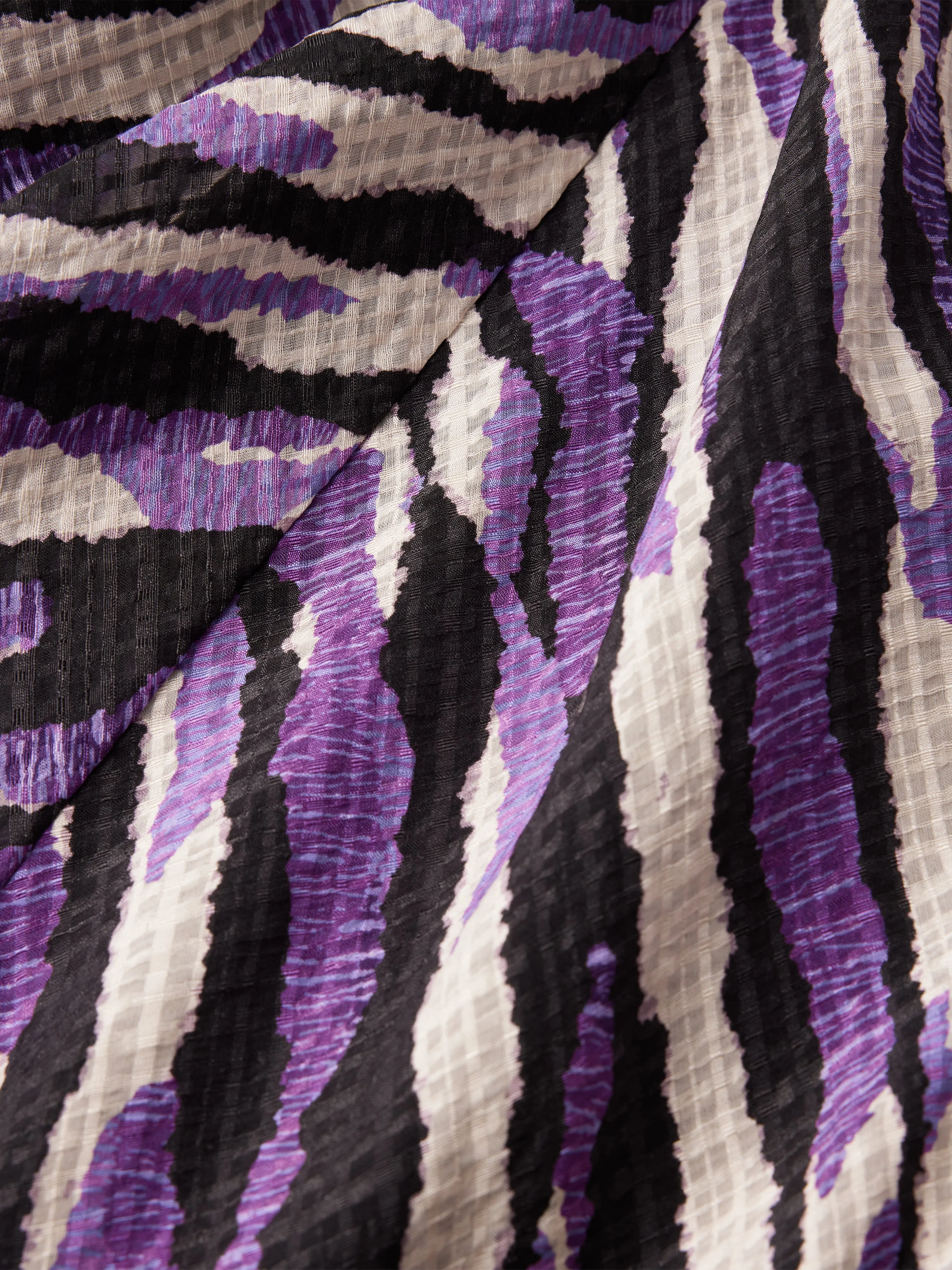 Abstract Zebra Silk Linen Midi Dress | Purple