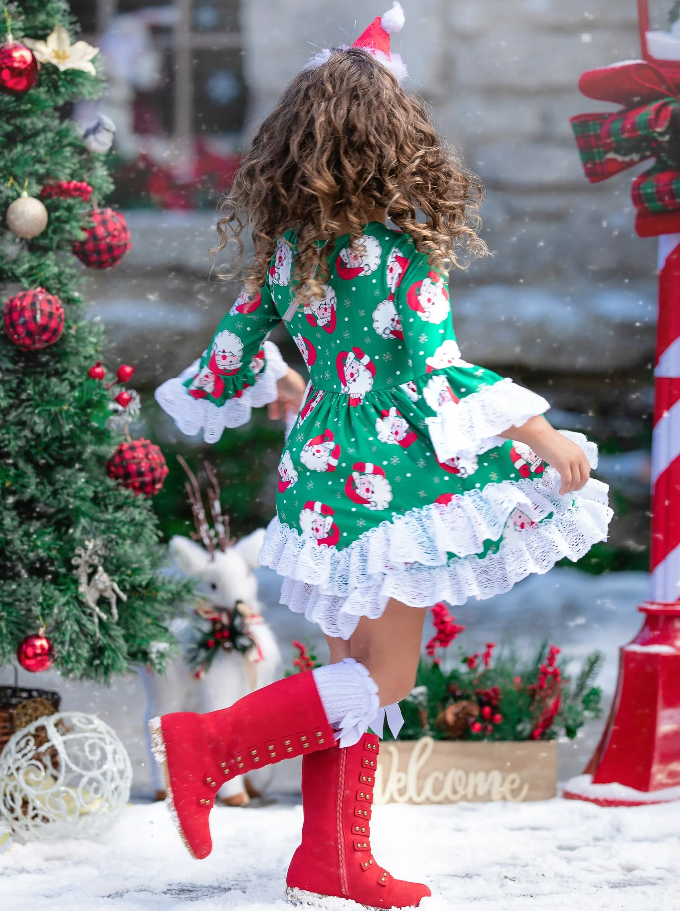 All The Santas Double Ruffle Dress