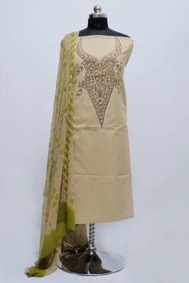 Alluring Friendly Green Colour Cotton Suit With Beautiful Kashmiri Embroidery Definitely Add Elegance.