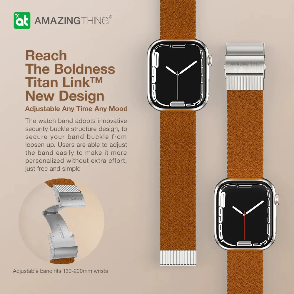 AmazingThing Titan Weave Strap for Apple Watch 45mm - Brown