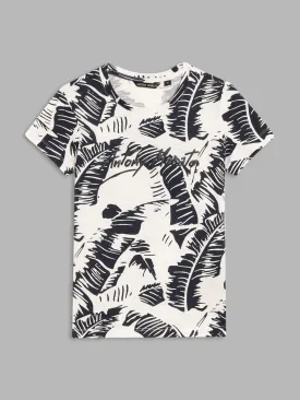 Antony Morato Kids White & Navy Printed Regular Fit T-Shirt