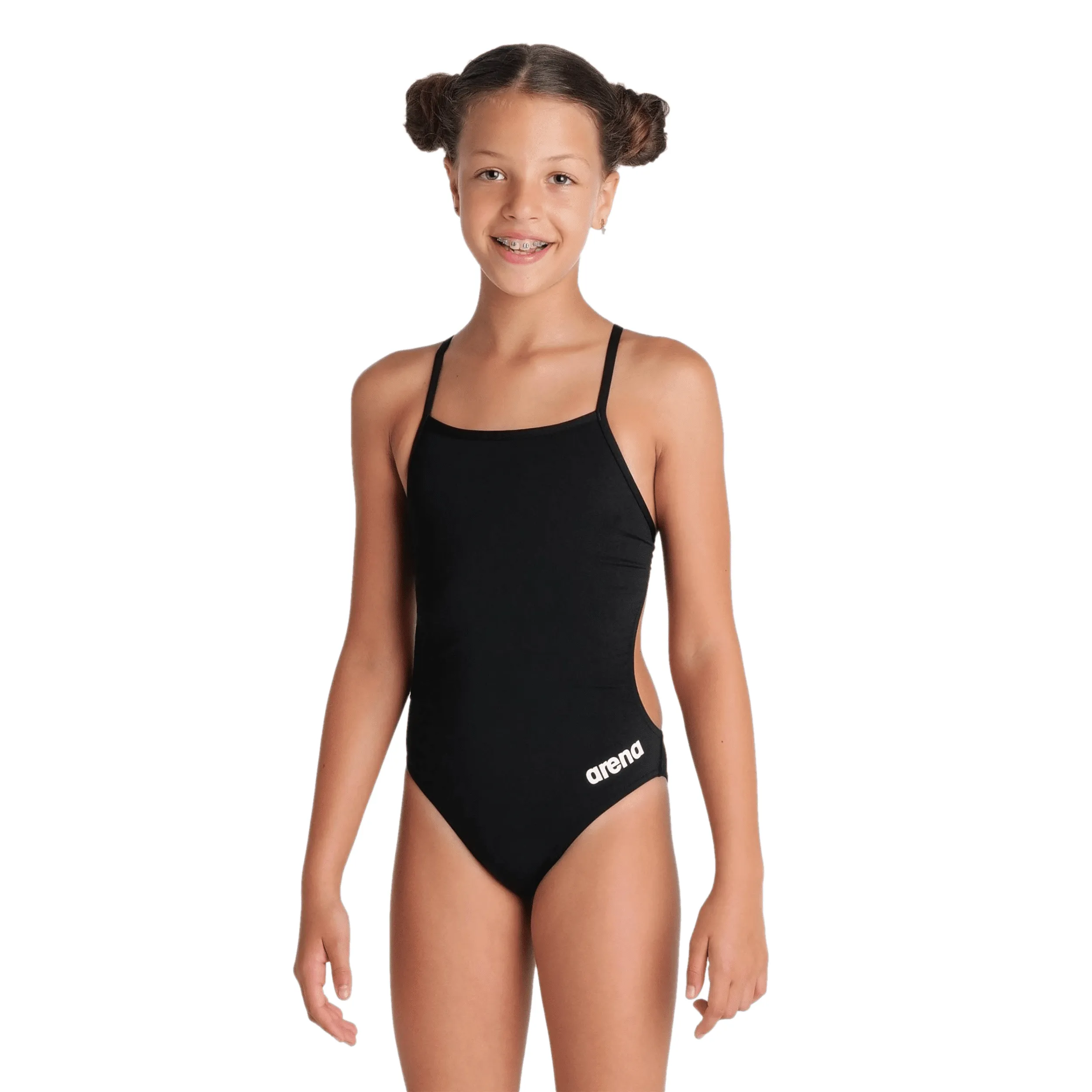 Arena Girls Team Swimsuit Challenge Solid - Black/White