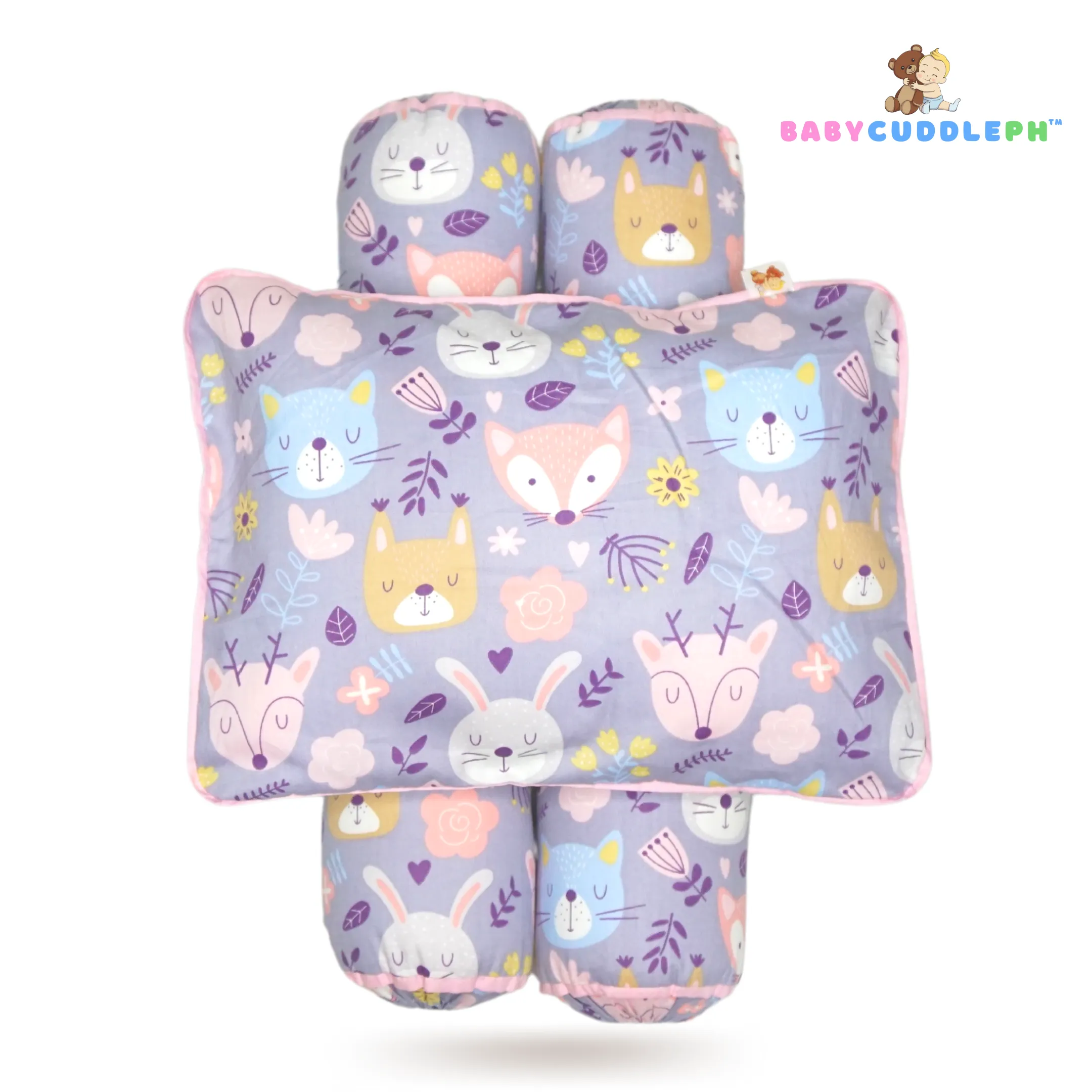 Babycuddleph Bolster Pillow Set Fairy Animals