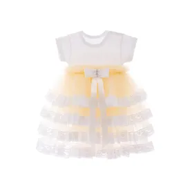 Beige Bella Vina Ruffle Babysuit Dress