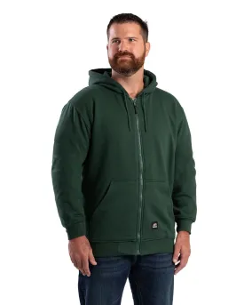 Berne Apparel Mens Heritage Thermal-Lined Zip Green Cotton Blend Hoodie