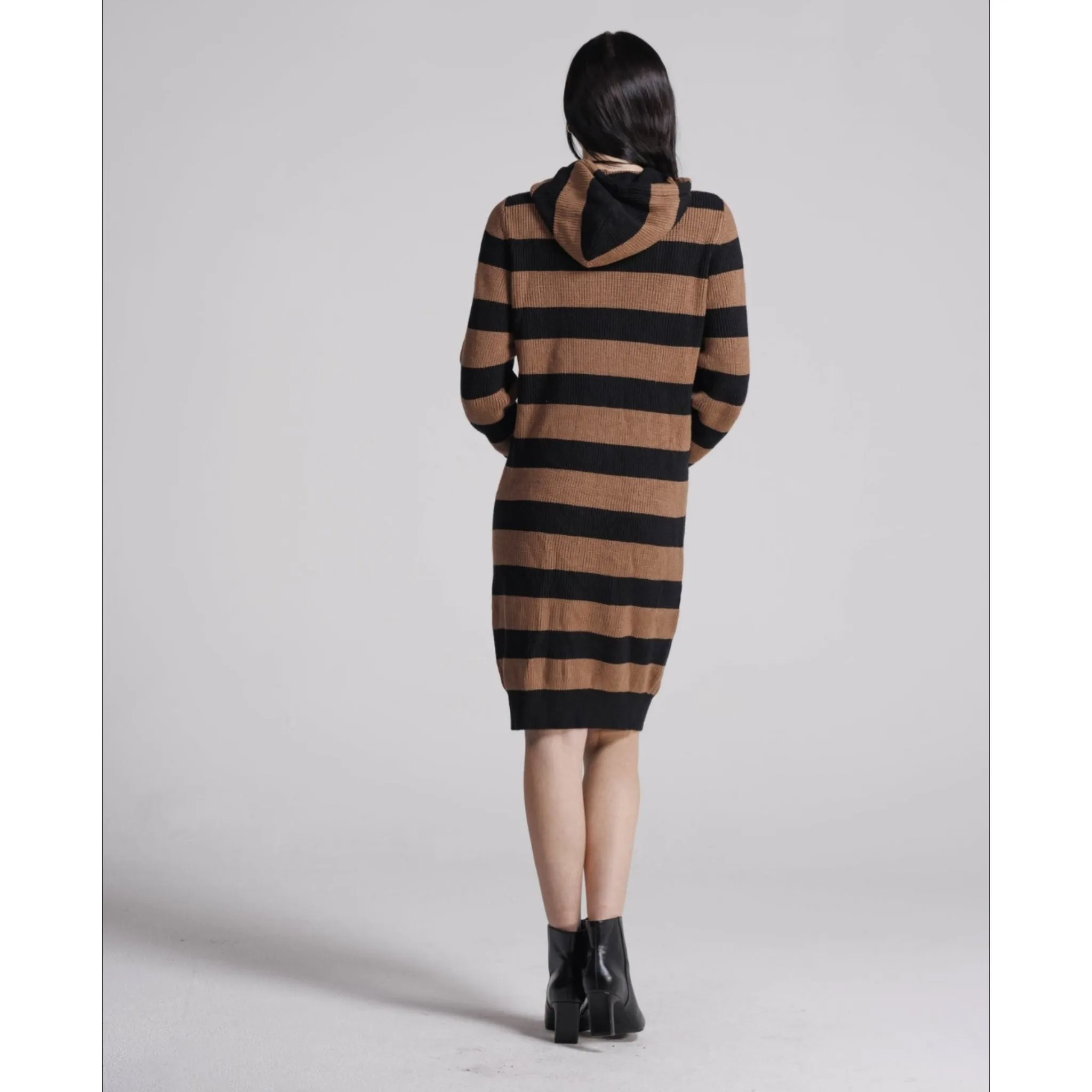 Black & Green Stripe Sweater Dress