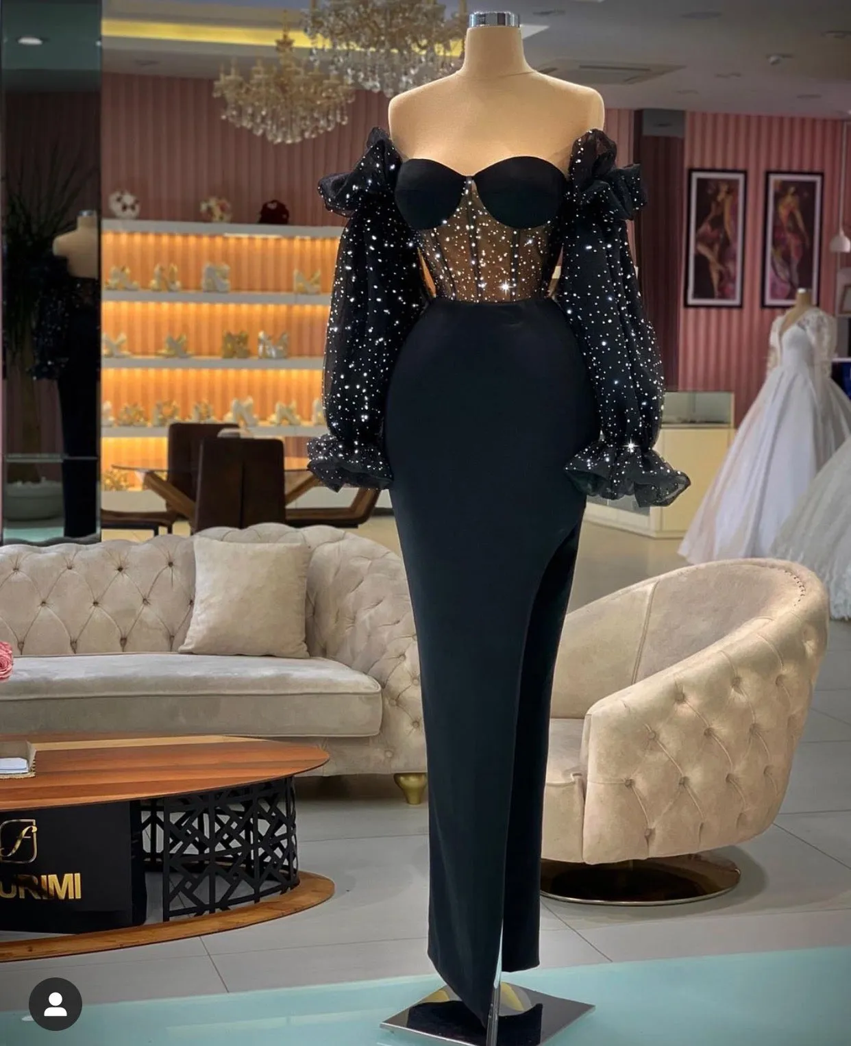 black evening dresses 2021 long sleeve off the shoulder beaded mermaid modest elegant evening gown 2022