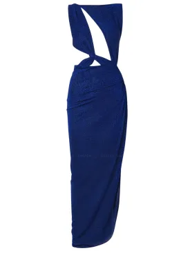 Blue Backless Maxi Dress