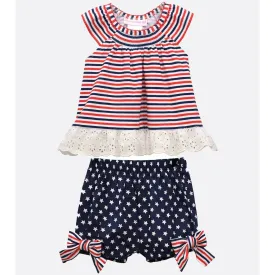 BONNIE BABY GIRLS ZOEY AMERICANA SHORT SET, RED WHITE BLUE NWT