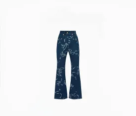 BOW-PRINT EXAGGERATED FLARE JEANS