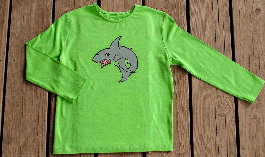 Boys Sun Protective Shirt-Shark Green