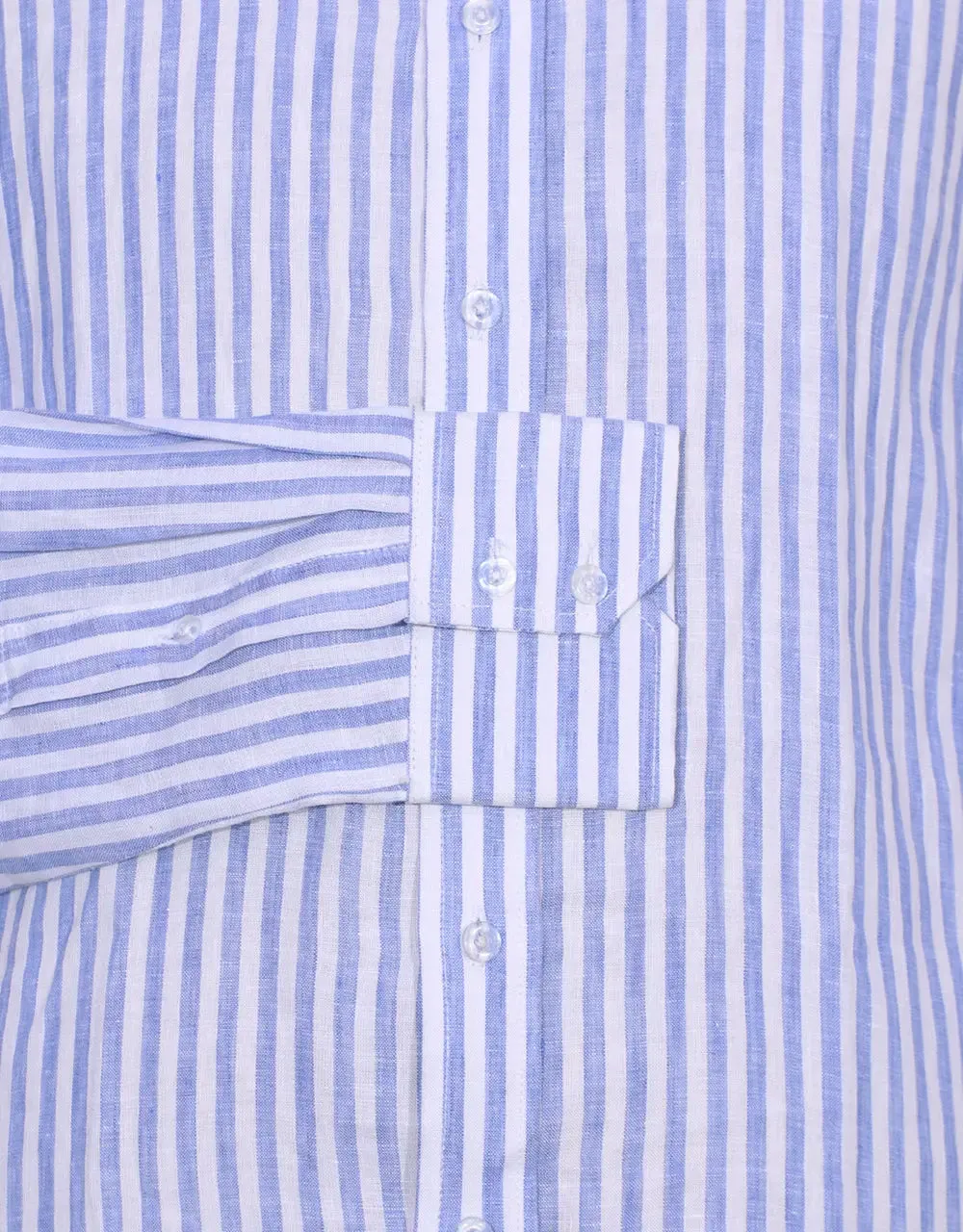 Button Down Shirt - Sky Blue Striped Linen Shirt