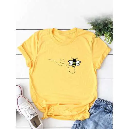 Cartoon Printed O-neck T-Shirt