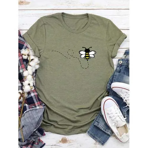 Cartoon Printed O-neck T-Shirt