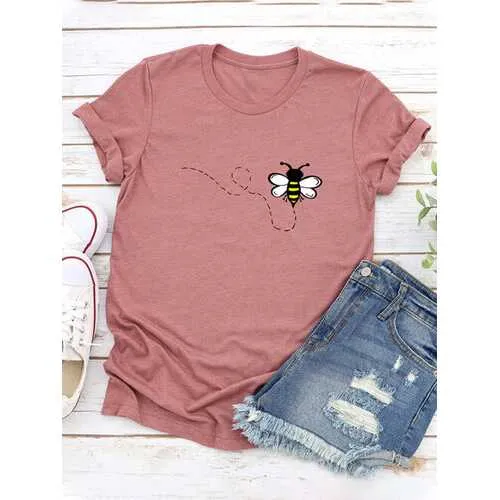 Cartoon Printed O-neck T-Shirt