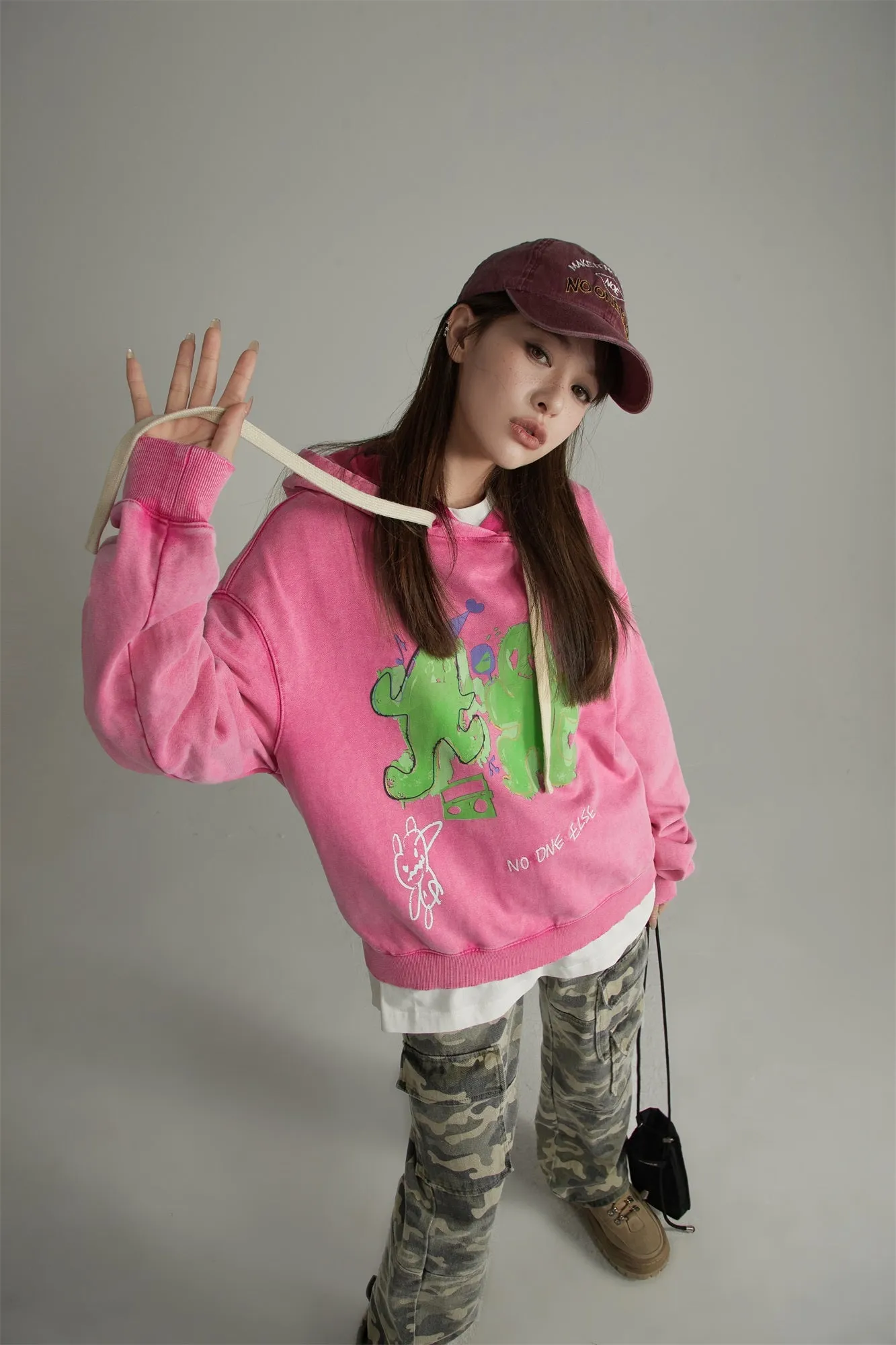 Cartoon Printed Wide Hoodie