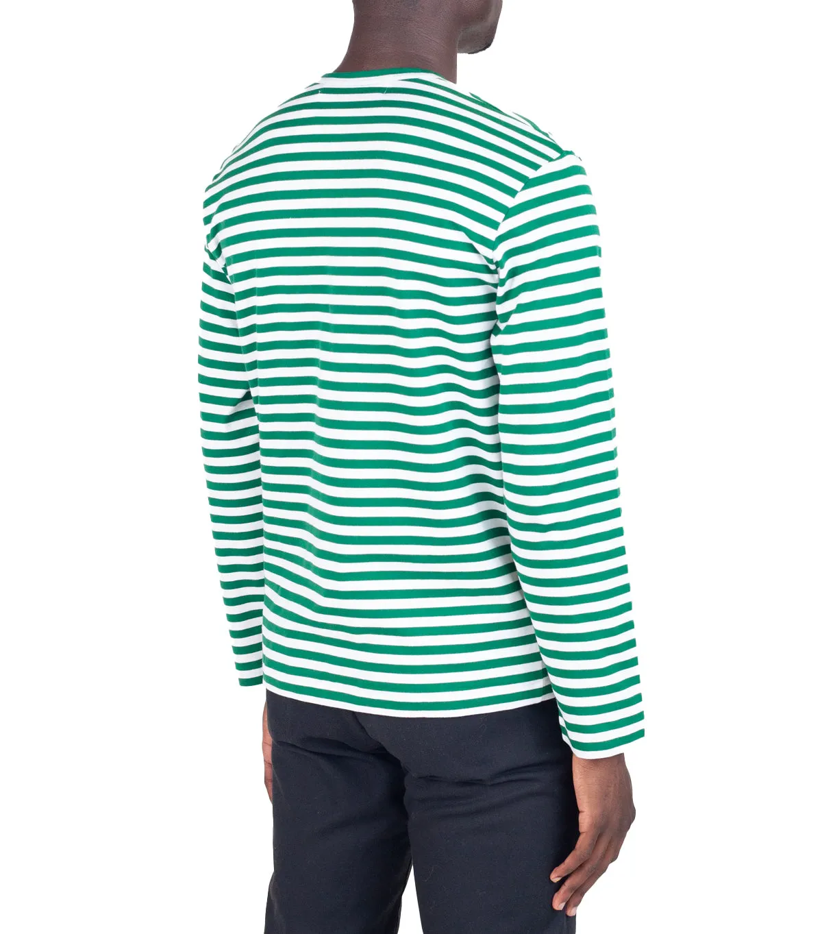 CdG PLAY Striped Long Sleeve T-Shirt Green White