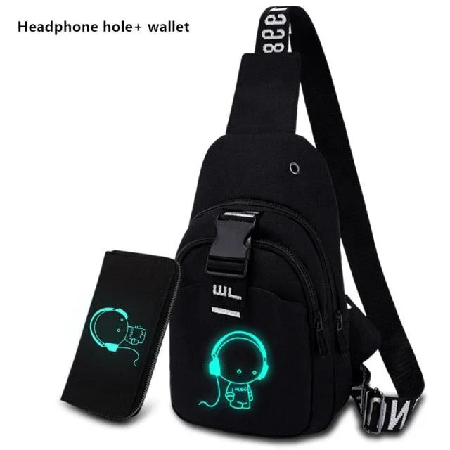 Crossbody Luminous USB Charging Chest Bags