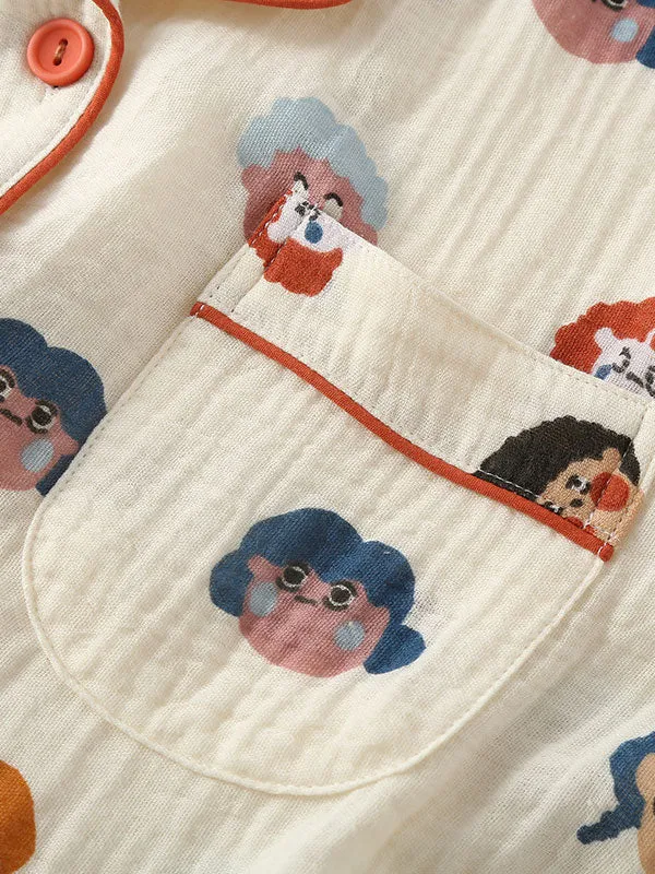 Cute Cartoon Characters Printed Cotton Pajamas