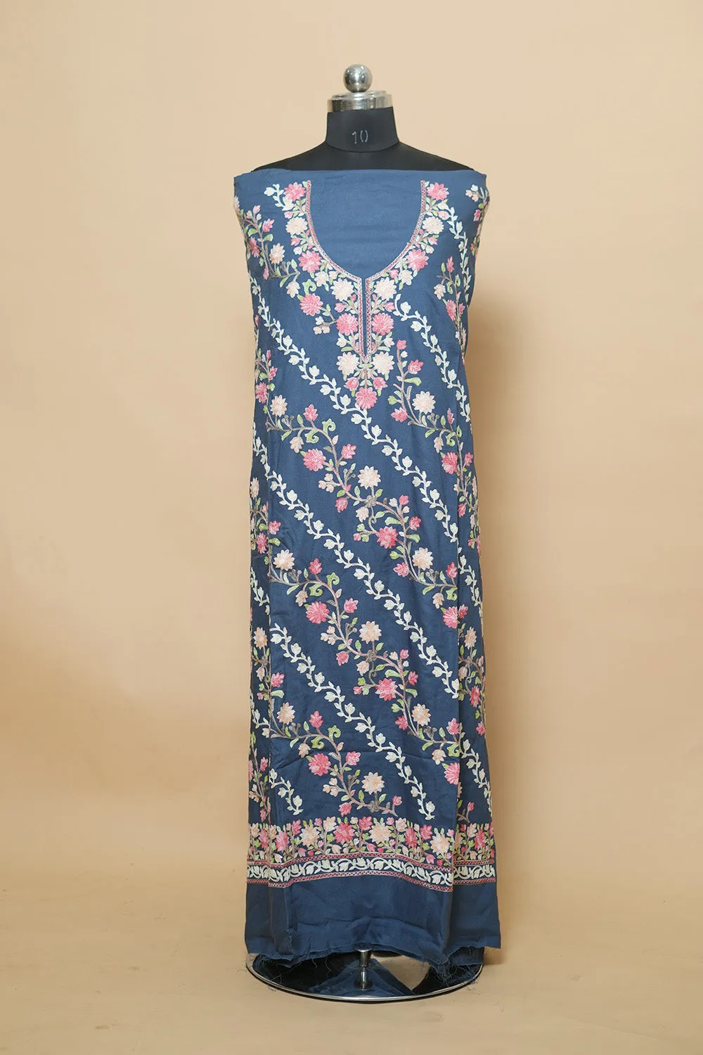 Dark Grey Aari Work Salwar Kameez With Chinar Heavy Jaal Pattern And Designer Dupatta. (Copy)