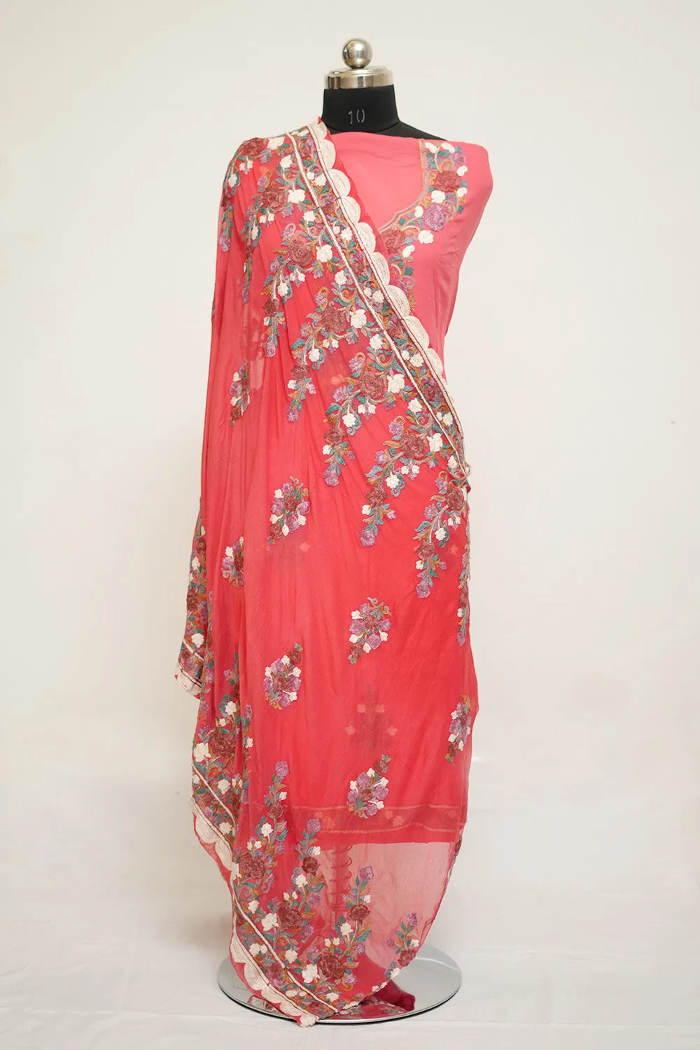 Dark Pink Colour  Aari Work Salwar Kameez With Neckline  Pattern And Designer Dupatta.