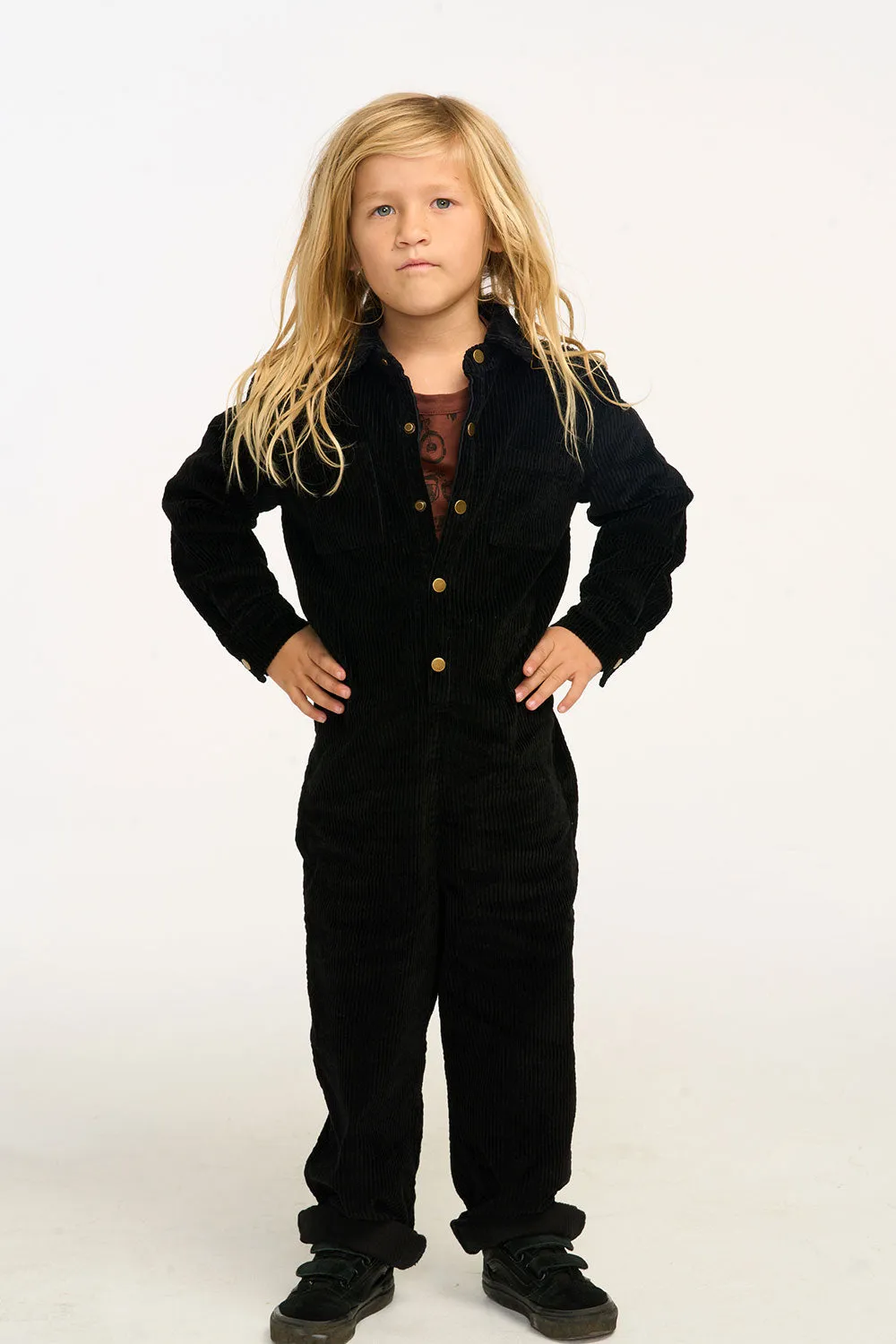 David Raven Black Corduroy Jumpsuit