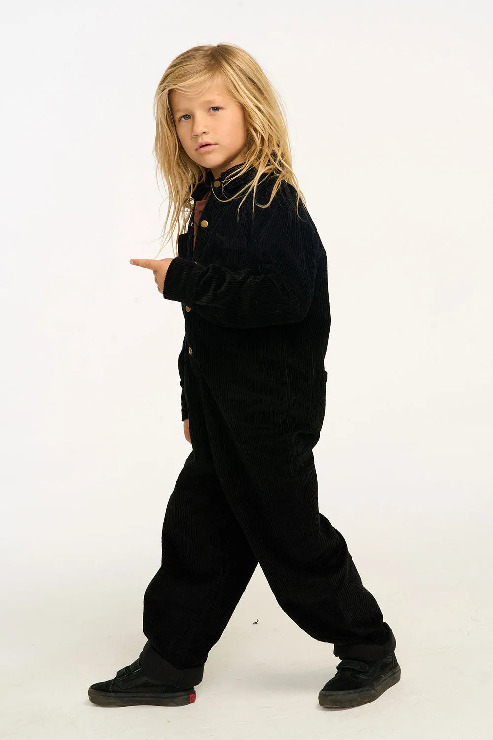 David Raven Black Corduroy Jumpsuit