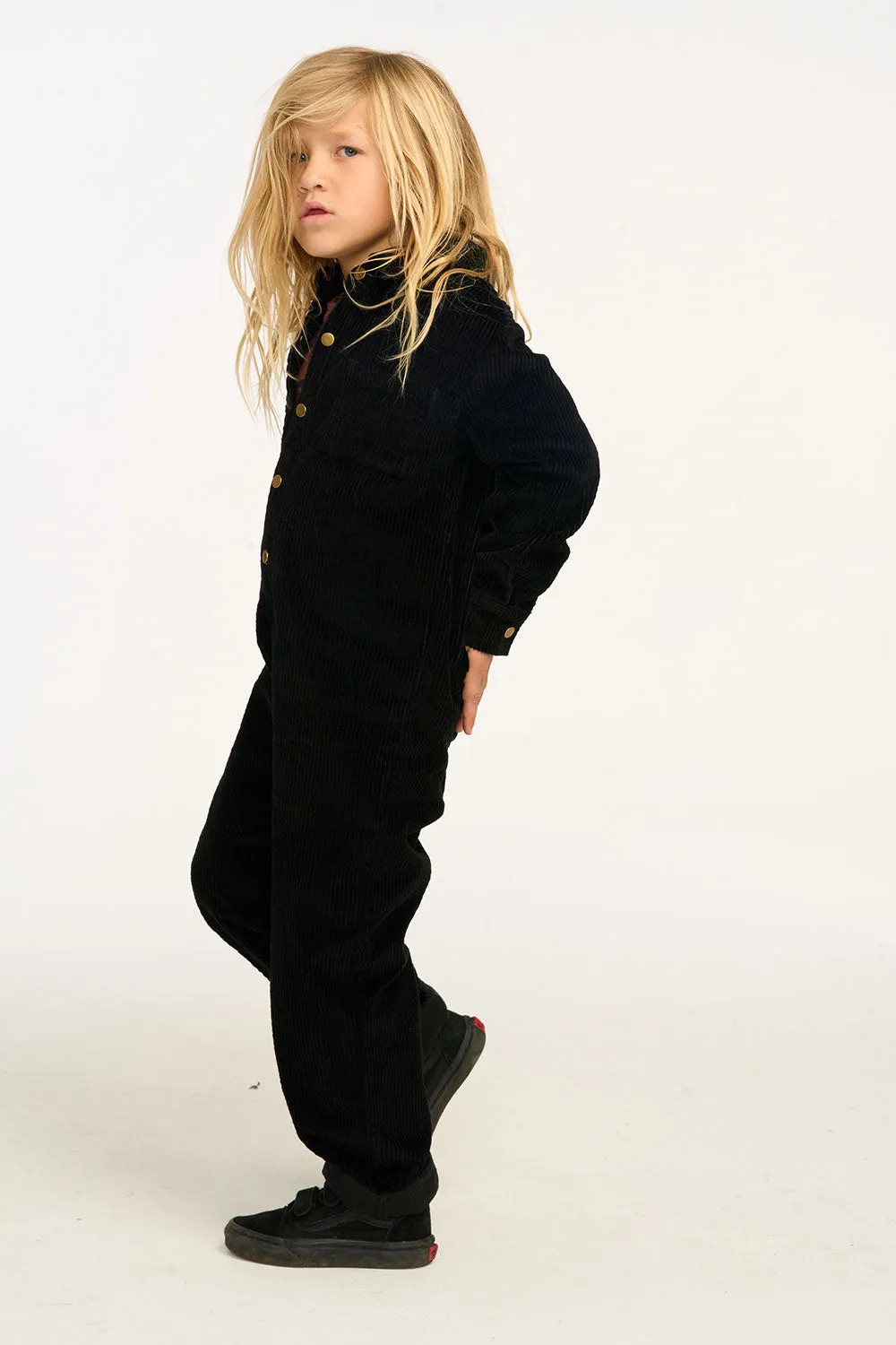 David Raven Black Corduroy Jumpsuit