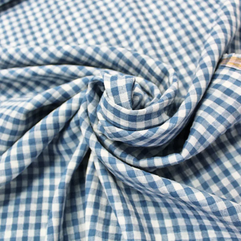 Double Gauze - Reversible - Denim Blue Gingham