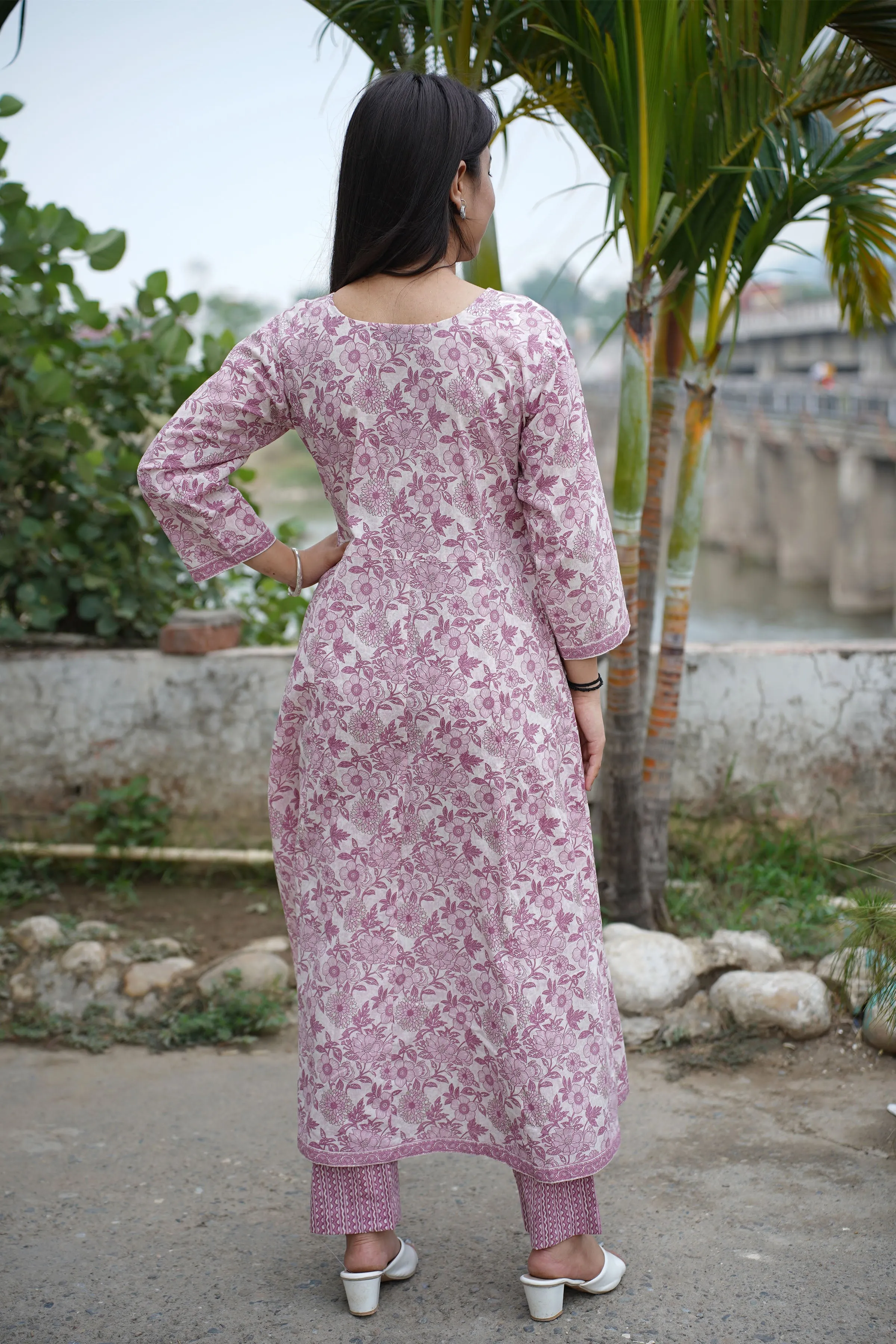 Dusty Mauve Bagh Anarkali Set