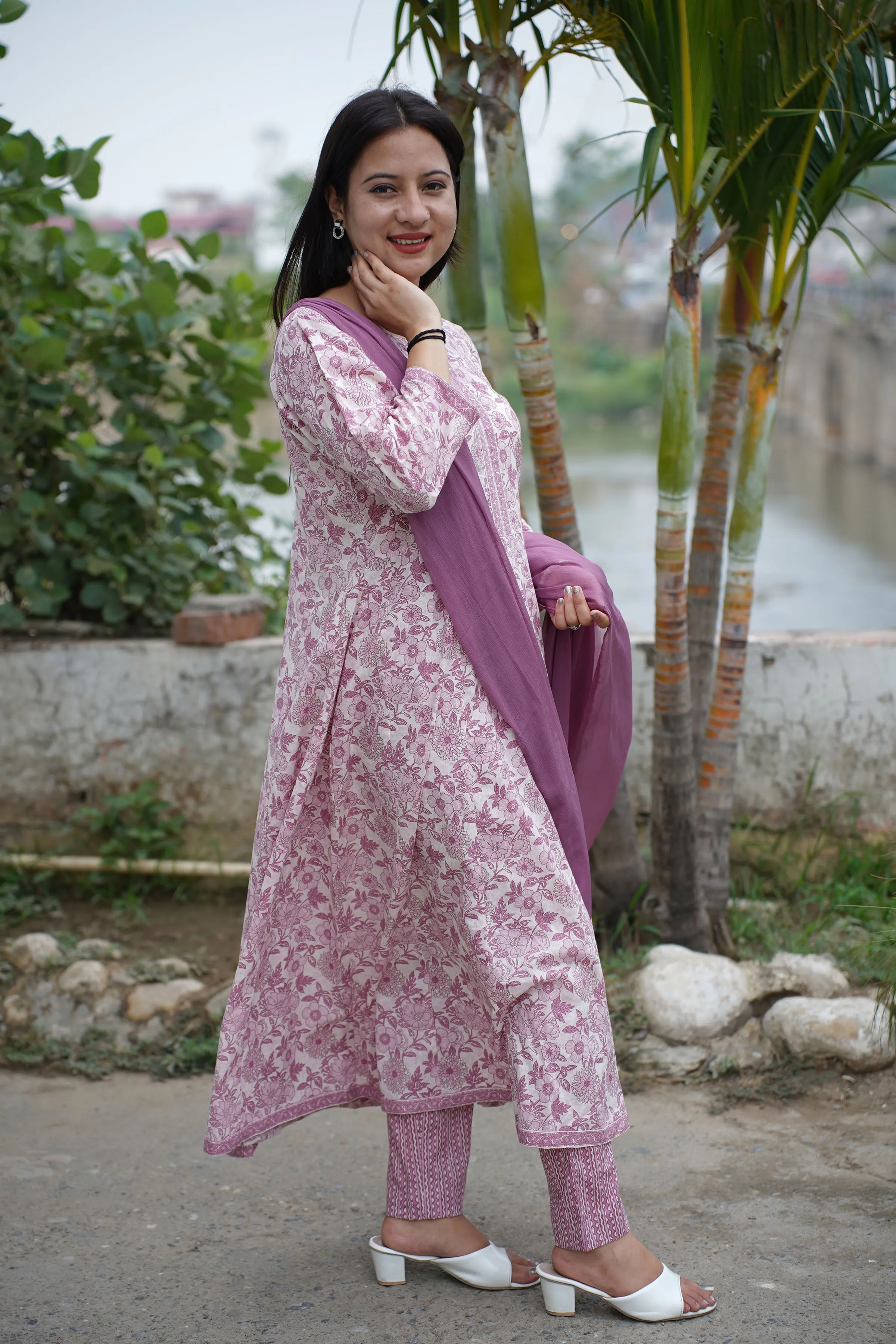 Dusty Mauve Bagh Anarkali Set