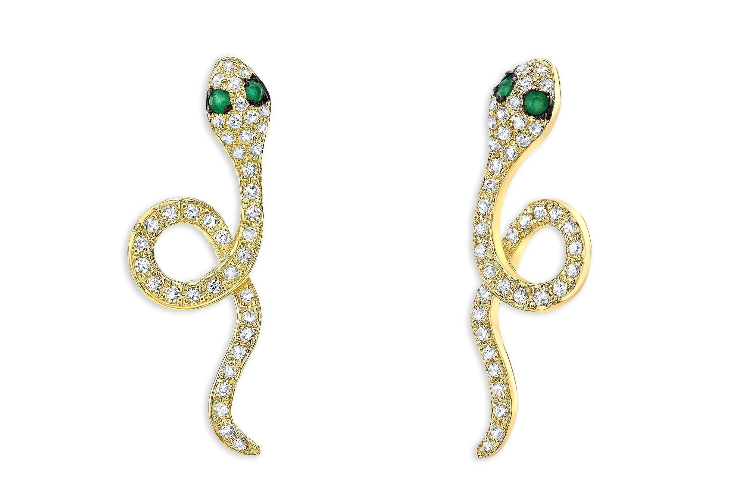 Earrings 14kt Hook Snakes & Diamonds