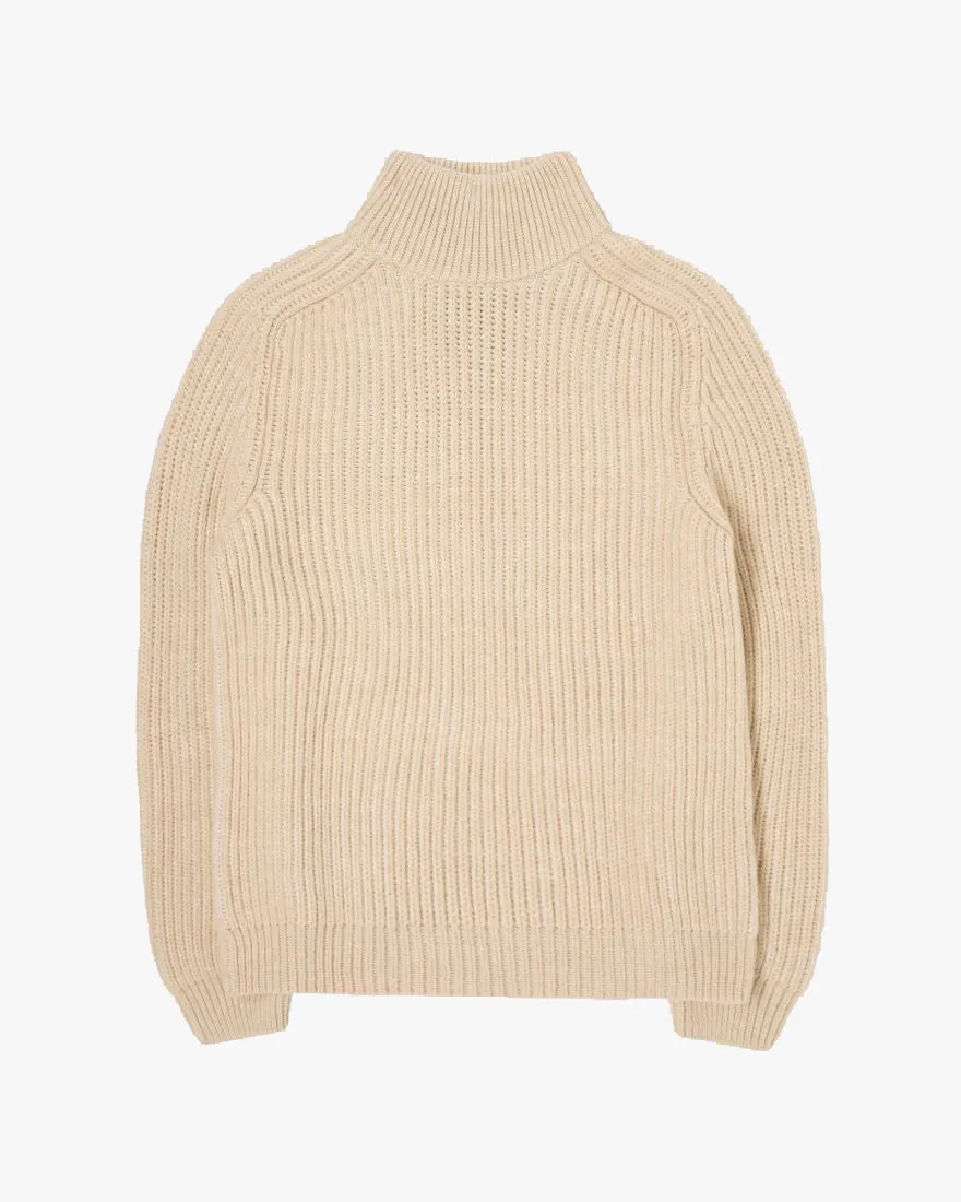 Edwin Roni High Collar Sweater - Beige