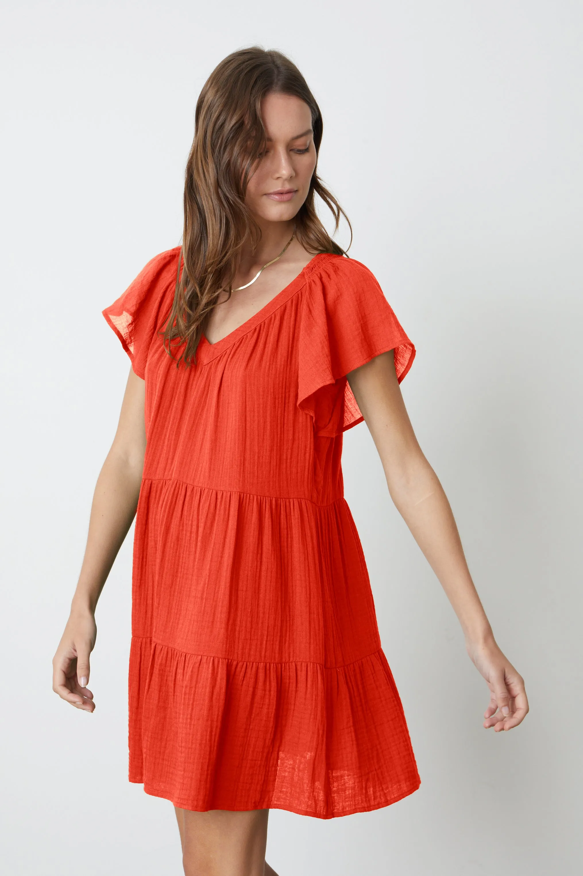 ELEANOR COTTON GAUZE TIERED DRESS