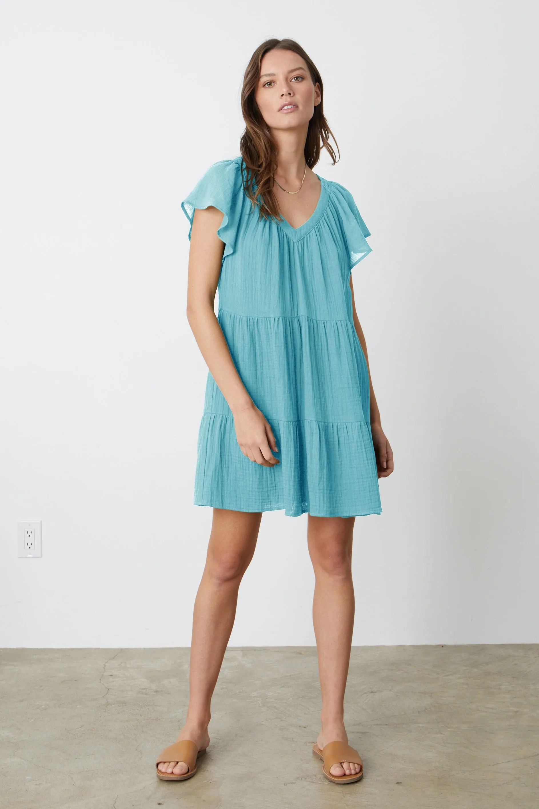 ELEANOR COTTON GAUZE TIERED DRESS