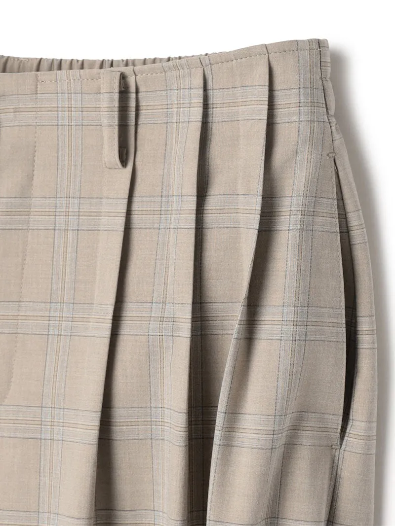 Folded Hem & Waist Check Baggy Pants