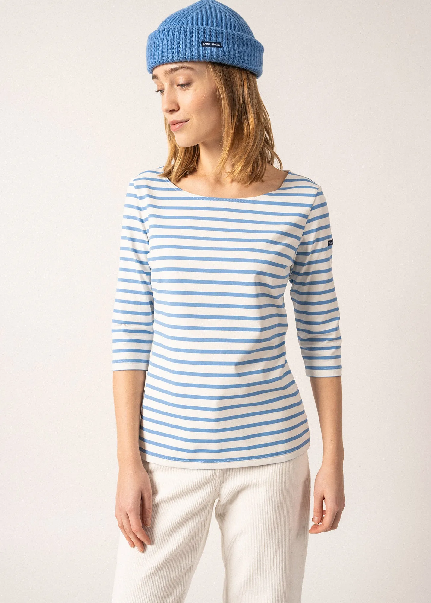 Garde Côte anti-UV striped sailor shirt - 3/4 length sleeves, in recycled jersey (ECUME/OXYGENE)