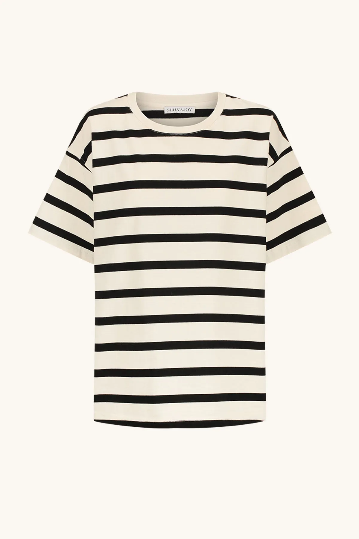 GIA OVERSIZED STRIPE T-SHIRT - CREAM/BLACK