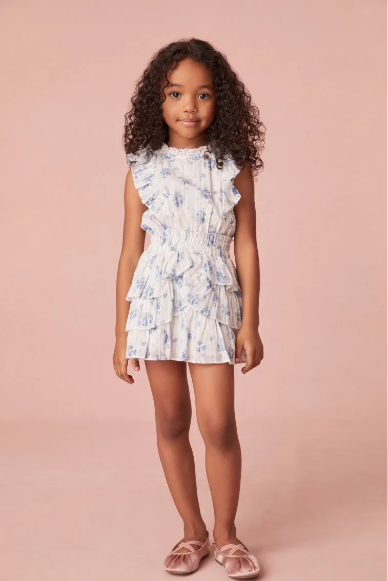 Girls Ruffle Blue Decker Dress