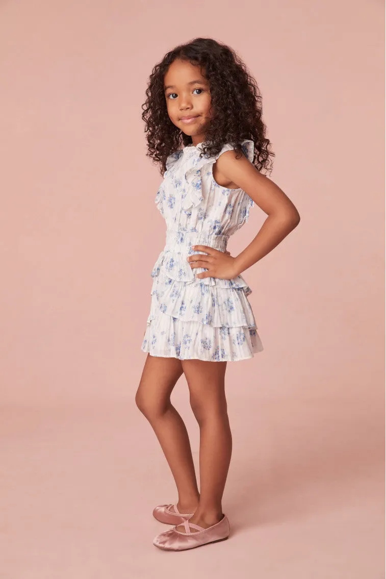 Girls Ruffle Blue Decker Dress