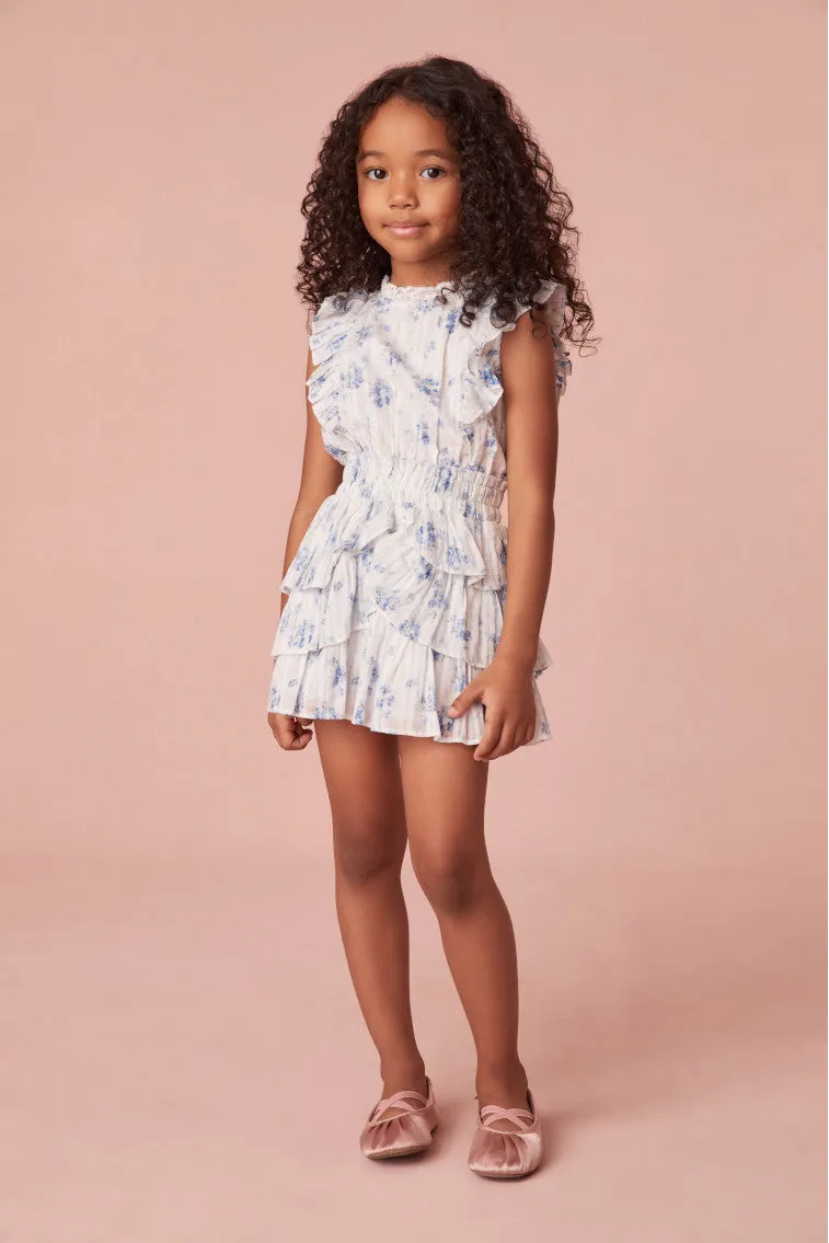 Girls Ruffle Blue Decker Dress