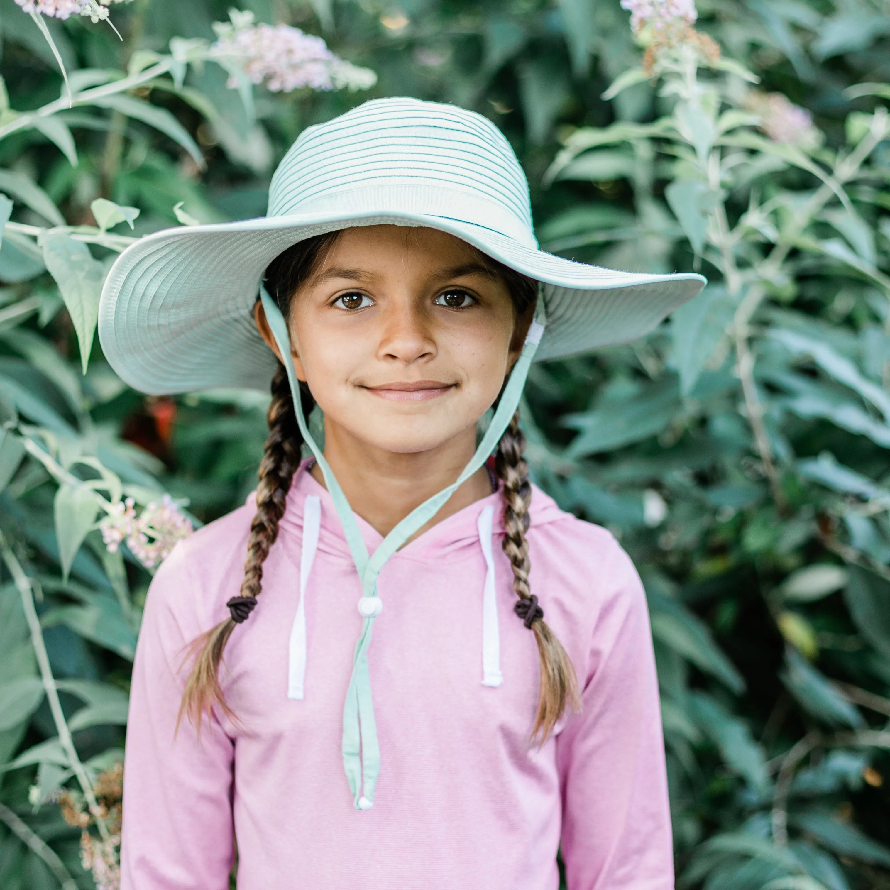 Girls Wide Brim Sun Hat - Mint