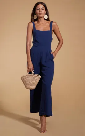 HALO Kimani Twist Back Jumpsuit in Navy