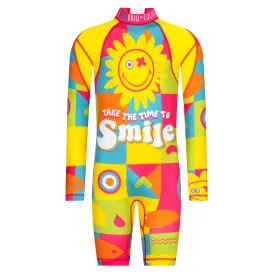 Happy Face Girls Long Sleeve Sunsuit